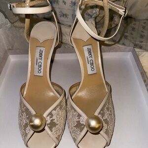 Jimmy Choo Sacora 85MM Floral Lace Sandals Heels